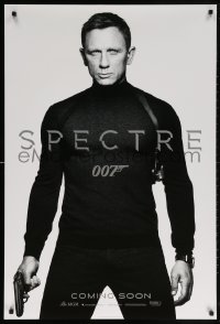 5t805 SPECTRE int'l teaser DS 1sh 2015 cool b/w image of Daniel Craig as James Bond 007 with gun!