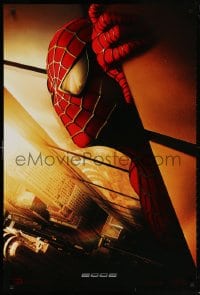 5t806 SPIDER-MAN int'l Spanish language teaser DS 1sh 2002 Maguire w/WTC towers in eyes, Marvel!