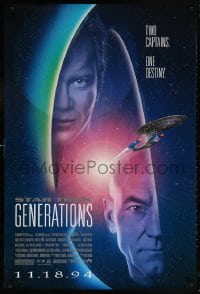5t833 STAR TREK: GENERATIONS advance 1sh 1994 Stewart as Picard & Shatner as Kirk, two captains!