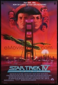 5t824 STAR TREK IV 1sh 1986 art of Leonard Nimoy, Shatner & Klingon Bird-of-Prey by Bob Peak!