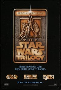 5t840 STAR WARS TRILOGY int'l DS 1sh 1997 George Lucas, Empire Strikes Back, Return of the Jedi!