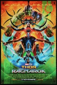 5t886 THOR RAGNAROK int'l French language advance DS 1sh 2017 montage of Hemsworth with top cast!