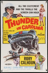 5t890 THUNDER IN CAROLINA 1sh 1960 Rory Calhoun, artwork of the World Series of stock car racing!