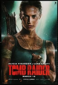 5t899 TOMB RAIDER teaser DS 1sh 2018 sexy close-up image of Alicia Vikander as Lara Croft!