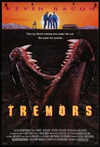 5t915 TREMORS 1sh 1990 Kevin Bacon, Fred Ward, great sci-fi horror image of monster worm!