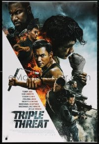 5t916 TRIPLE THREAT DS 1sh 2019 Tony Jaa, Iko Uwais, Tiger Chen, cool top cast montage!