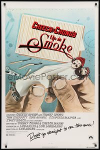 5t938 UP IN SMOKE recalled 1sh 1978 Cheech & Chong, it will make you feel funny, revised tagline!