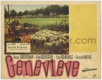 5w456 GENEVIEVE English LC 1954 Kay Kendall & Kenneth More slowed down by sheep in road!