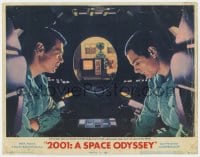 5w208 2001: A SPACE ODYSSEY LC #7 1968 Lockwood & Dullea try to hold discussion away from HAL 9000!