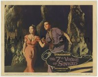 5w213 7th VOYAGE OF SINBAD LC #5 1958 Kerwin Mathews & pretty princess Kathryn Grant in cave!