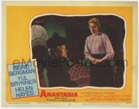 5w238 ANASTASIA LC #2 1956 close up of Ingrid Bergman standing by seated Helen Hayes!
