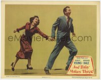 5w240 AND BABY MAKES THREE LC #8 1949 full-length image of Robert Young & Barbara Hale running!