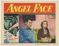 5w243 ANGEL FACE LC #3 1953 c/u of Kenneth Tobey & Mona Freeman receiving bad news. Preminger!