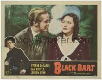 5w277 BLACK BART LC #5 1947 best close up of Dan Duryea staring at sexy Yvonne De Carlo!