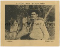 5w287 BLUE BLAZES LC 1922 best close up of cowboy Lester Cuneo with gun drawn by his horse!