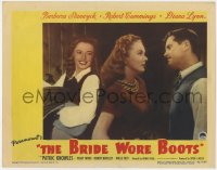 5w302 BRIDE WORE BOOTS LC 1946 Barbara Stanwyck smiling by Robert Cummings & Diana Lynn glaring!