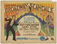 5w029 BROADWAY SCANDALS TC 1929 Sally O'Neill, Jack Egan, all-talking singing dancing revue, rare!