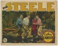5w317 CAPTAIN CARELESS LC 1928 cowboy Bob Steele holding Mary Mayberry by two other scared guys!