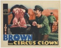 5w330 CIRCUS CLOWN LC 1934 great close up of Joe E. Brown bribing hippo with a delicious treat!