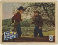 5w578 LONELY TRAIL LC 1936 great close up of John Wayne with his gun pointed at bad guy!