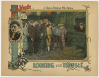 5w580 LOOKING FOR TROUBLE LC 1926 cowboy Jack Hoxie surprises a crowd of scared people at a party!