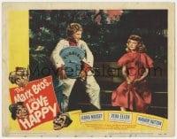 5w584 LOVE HAPPY LC #7 1949 pretty Vera-Ellen smiles at Harpo Marx holding trash can lid!