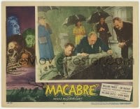 5w586 MACABRE LC #2 1958 William Castle, William Prince, Jim Backus, Philip Tonge w/ dug up coffin!