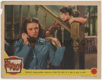 5w617 MOKEY LC 1942 Robert Blake on stairs watches Donna Reed talking on telephone!