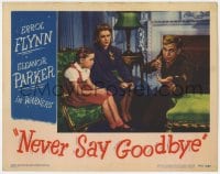 5w637 NEVER SAY GOODBYE LC 1946 Eleanor Parker & Patti Brady watch Forrest Tucker w/ pretend gun!