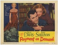 5w682 PAYMENT ON DEMAND LC #2 1951 romantic close up of happy Bette Davis hugging Barry Sullivan!