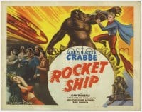 5w151 ROCKET SHIP TC R1950 art of Buster Crabbe fighting alien ape monster