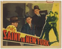 5w751 SAINT IN NEW YORK LC 1938 c/u of detective Louis Hayward with two guys, Leslie Charteris