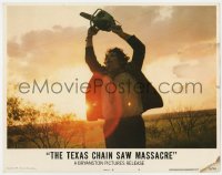 5w860 TEXAS CHAINSAW MASSACRE LC #3 1974 iconic horror image of Leatherface holding chainsaw!