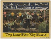 5w865 THEY KNEW WHAT THEY WANTED LC 1940 Charles Laughton dancing on table & being toasted!