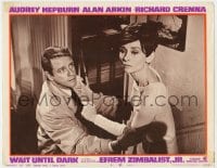 5w925 WAIT UNTIL DARK LC #6 1967 c/u of Richard Crenna helping blind Audrey Hepburn on stairs!