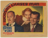 5w972 WOMAN CHASES MAN LC 1937 Miriam Hopkins between smiling Joel McCrea & Charles Winninger!
