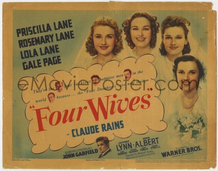 5w068 Four Wives Tc 1939 The Pretty Lane Sisters And Gale Page As Brides Tough 