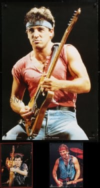 5x484 LOT OF 3 UNFOLDED BRUCE SPRINGSTEEN COMMERCIAL POSTERS 1970s-1980s performing with guitar!