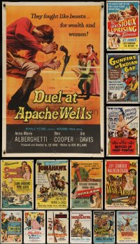 5x054 LOT OF 17 FOLDED WESTERN ONE-SHEETS 1950s-1970s a variety of cowboy movie imagess!