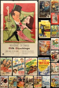 5x047 LOT OF 25 FOLDED ONE-SHEETS 1940s-1960s great images from a variety of different movies!