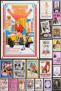 5x497 LOT OF 29 FORMERLY TRI-FOLDED SEXPLOITATION 27X41 ONE-SHEETS 1970s-1980s sexy images!