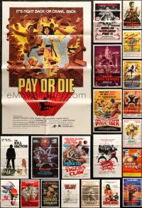 5x031 LOT OF 41 FOLDED KUNG FU ONE-SHEETS 1960s-1980s great images from martial arts movies!