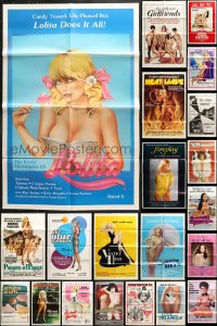 5x014 LOT OF 55 FOLDED SEXPLOITATION ONE-SHEETS 1970s-1980s sexy images with some nudity!