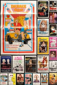 5x022 LOT OF 48 FOLDED SEXPLOITATION ONE-SHEETS 1970s-1980s sexy images with some nudity!