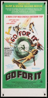 5y015 GO FOR IT Aust daybill 1976 cool surfing, skateboarding & extreme sports art!