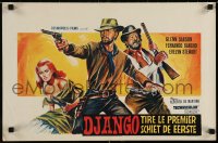 5y297 DJANGO SHOOTS FIRST Belgian 1966 Django Spara Per Primo, cool cowboy western art!