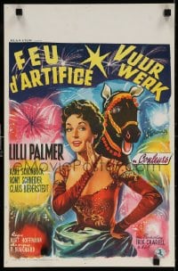 5y311 FIREWORKS Belgian 1954 Feuerwerk, Lilli Palmer, Romy Schneider, art of Palmer and horse!