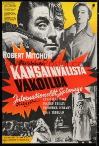5y161 FOREIGN INTRIGUE Finnish 1956 Robert Mitchum is the hunted, secret agents are the hunters!