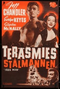 5y173 IRON MAN Finnish 1952 Jeff Chandler in the ring, sexy Evelyn Keyes, boxing!
