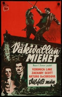 5y237 STRONGHOLD Finnish 1955 Veronica Lake's love sparked the flaming torch of rebellion!